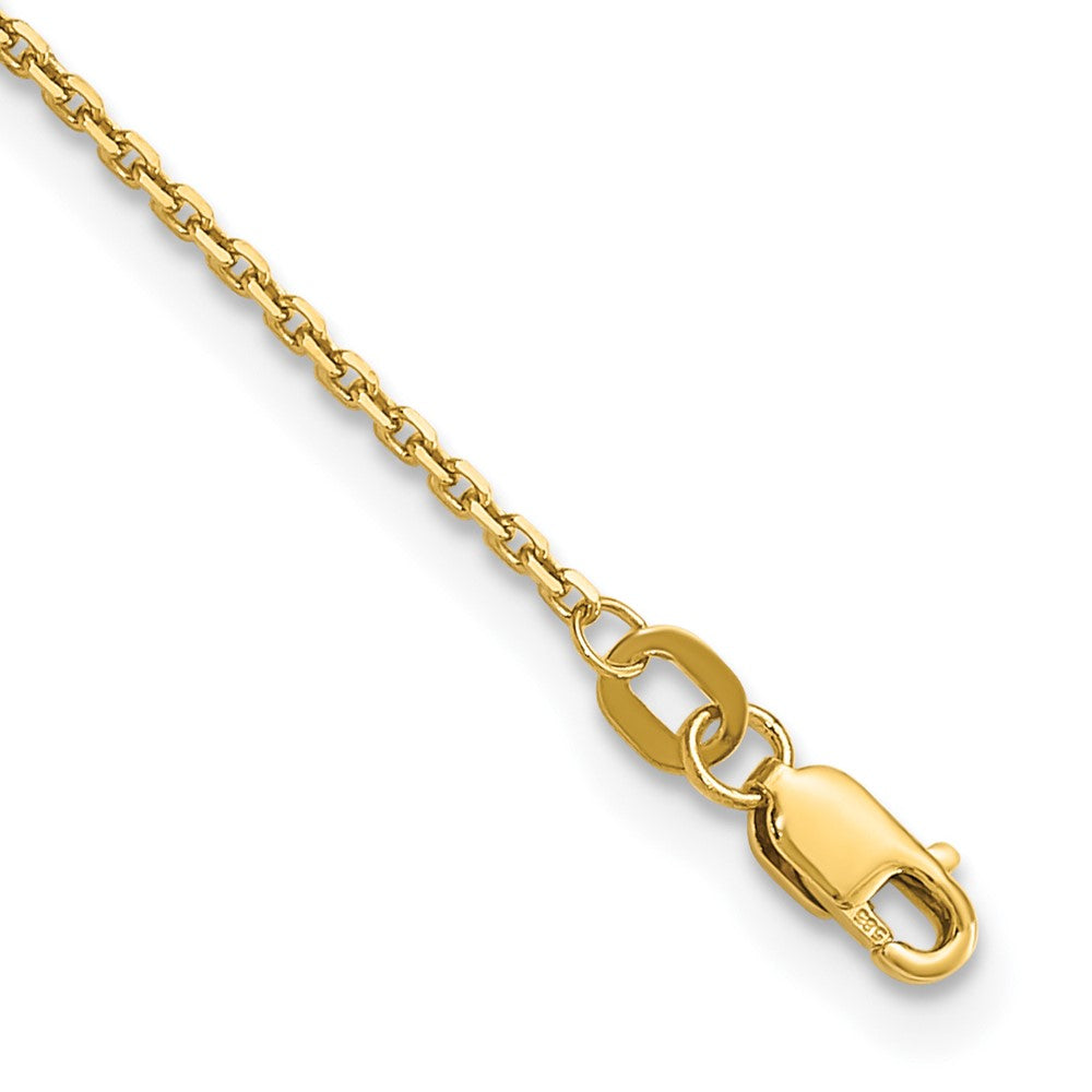 10K Gelbgold 1.4mm Diamantiert Rund Offen Glieder Ankerkette Kette Fußkettchen