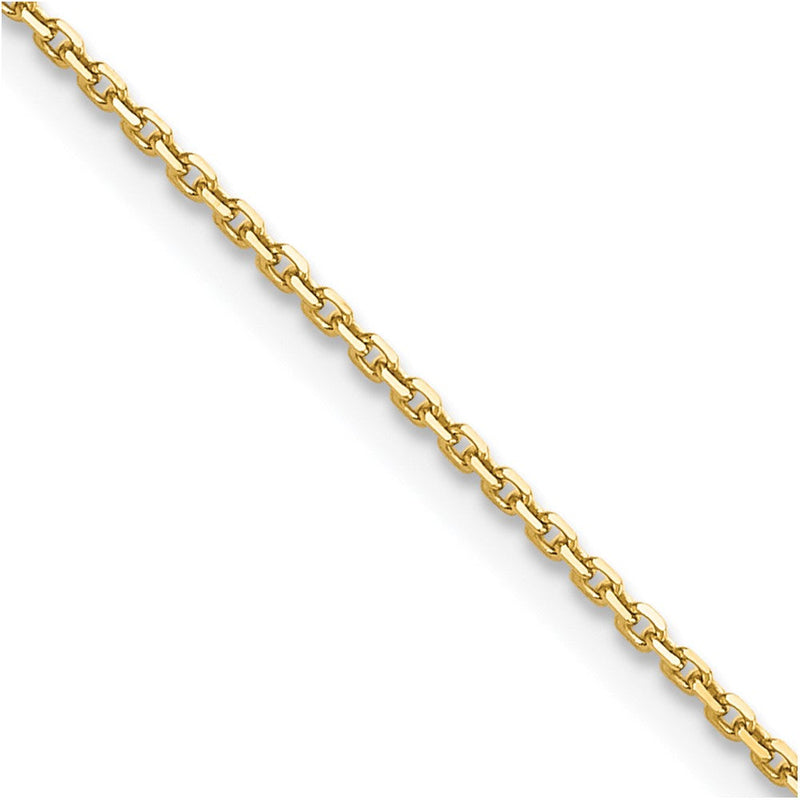 10K Gelbgold 1.4mm Diamantiert Rund Offen Glieder Ankerkette Halskette