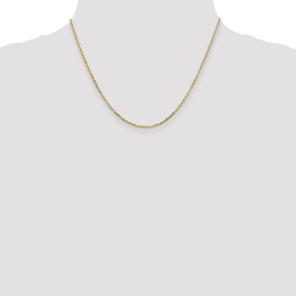 10K Gelbgold 1.8mm Diamantiert Rund Offen Glieder Ankerkette Halskette