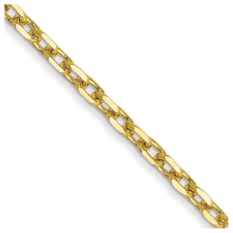10K Gelbgold 1.8mm Diamantiert Rund Offen Glieder Ankerkette Halskette