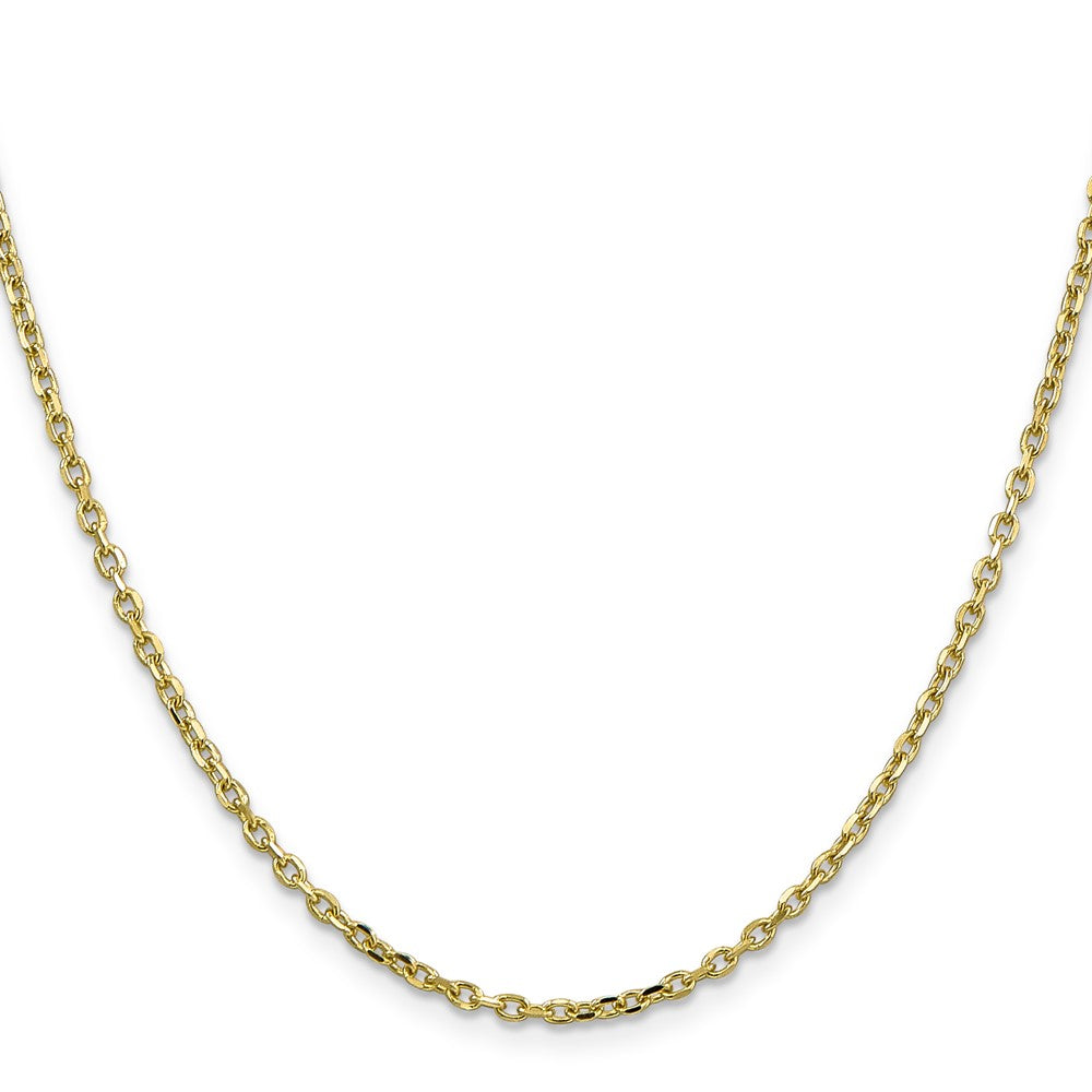 10K Gelbgold 2.2mm Diamantiert Rund Offen Glieder Ankerkette Halskette