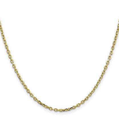 10K Gelbgold 2.2mm Diamantiert Rund Offen Glieder Ankerkette Halskette