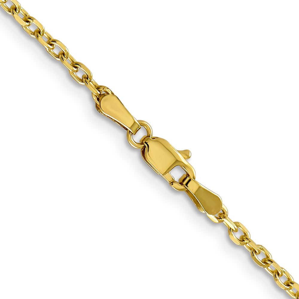 10K Gelbgold 2.2mm Diamantiert Rund Offen Glieder Ankerkette Halskette