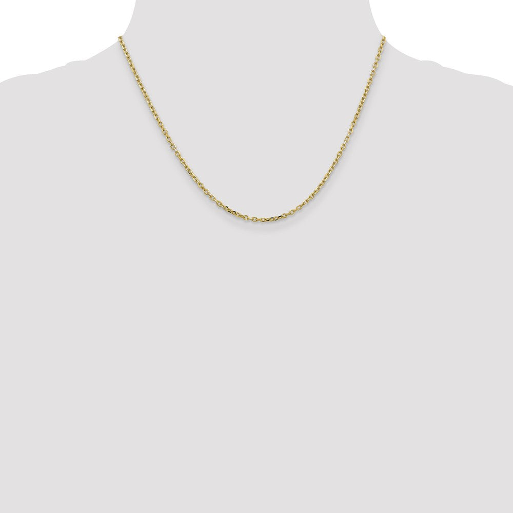 10K Gelbgold 2.2mm Diamantiert Rund Offen Glieder Ankerkette Halskette