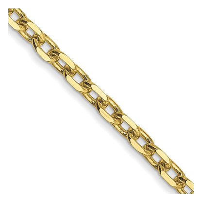 10K Gelbgold 2.2mm Diamantiert Rund Offen Glieder Ankerkette Halskette