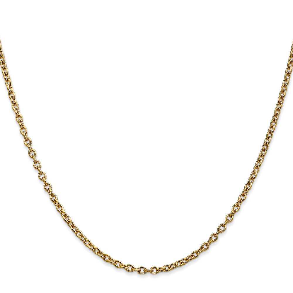 10K Gelbgold 2.4mm Rund Offen Glieder Ankerkette Halskette