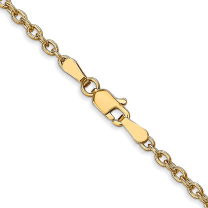 10K Gelbgold 2.4mm Rund Offen Glieder Ankerkette Halskette