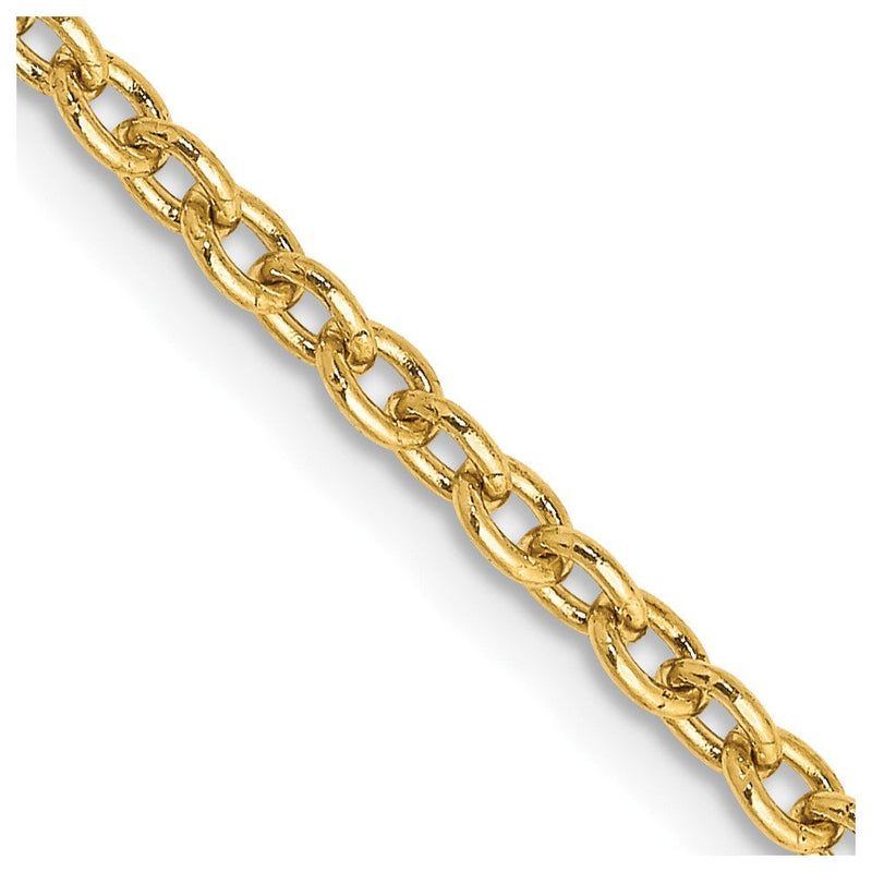 10K Gelbgold 2.4mm Rund Offen Glieder Ankerkette Halskette