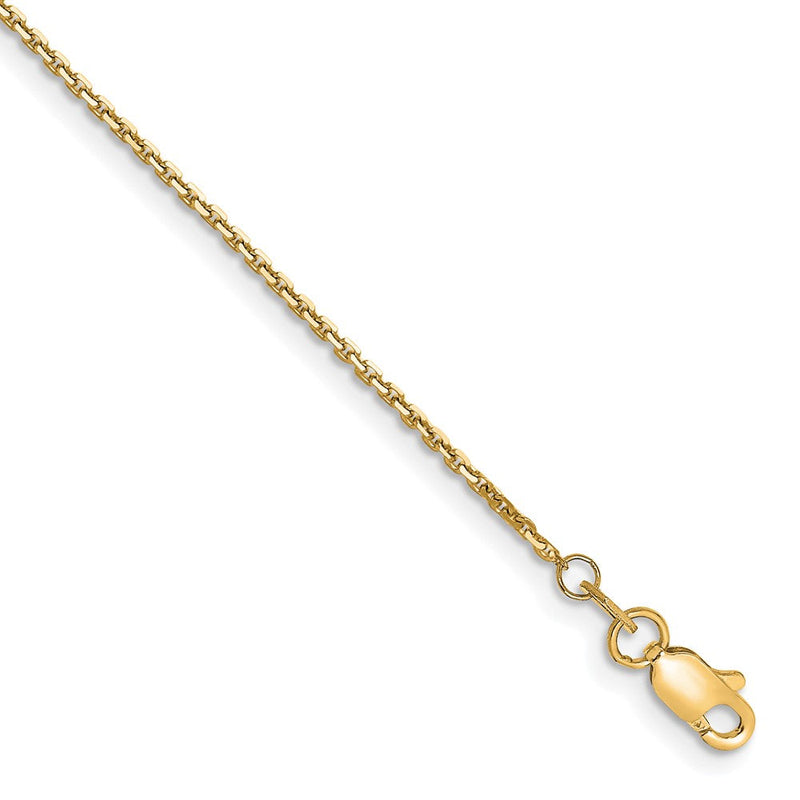 10K Gelbgold 1.2mm Diamantiert Ankerkette Kette Fußkettchen