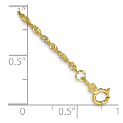 10K Gelbgold 1.4mm Singapurkette Kette Fußkettchen