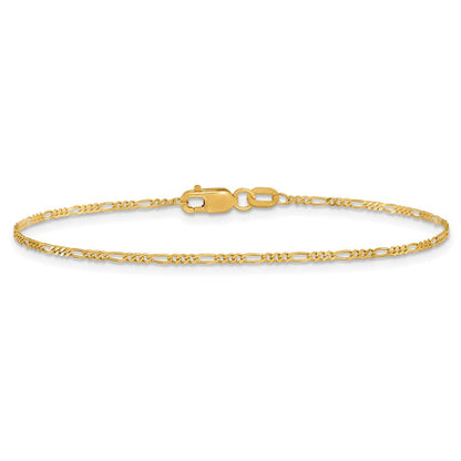 10K Gelbgold 1.25mm Flach Figaro Anhänger Gliederarmband