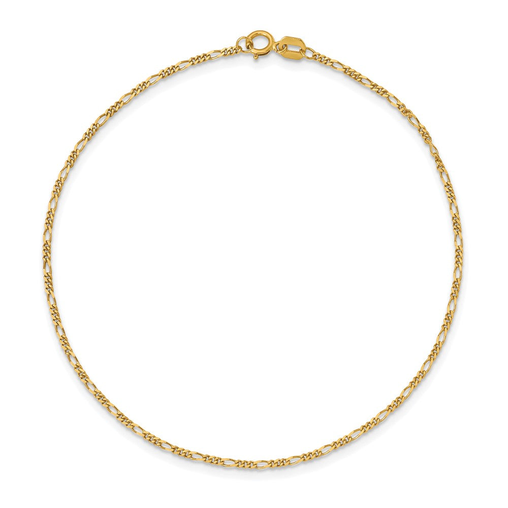 10K Gelbgold 1.25mm Flach Figaro Anhänger Gliederarmband