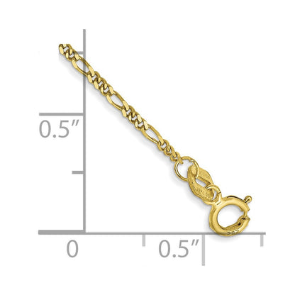 10K Gelbgold 1.25mm Flach Figaro Kette Fußkettchen