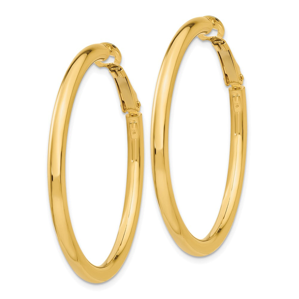 10K Gelbgold 3x35mm Poliert Rund Omega Rückseite Creolen