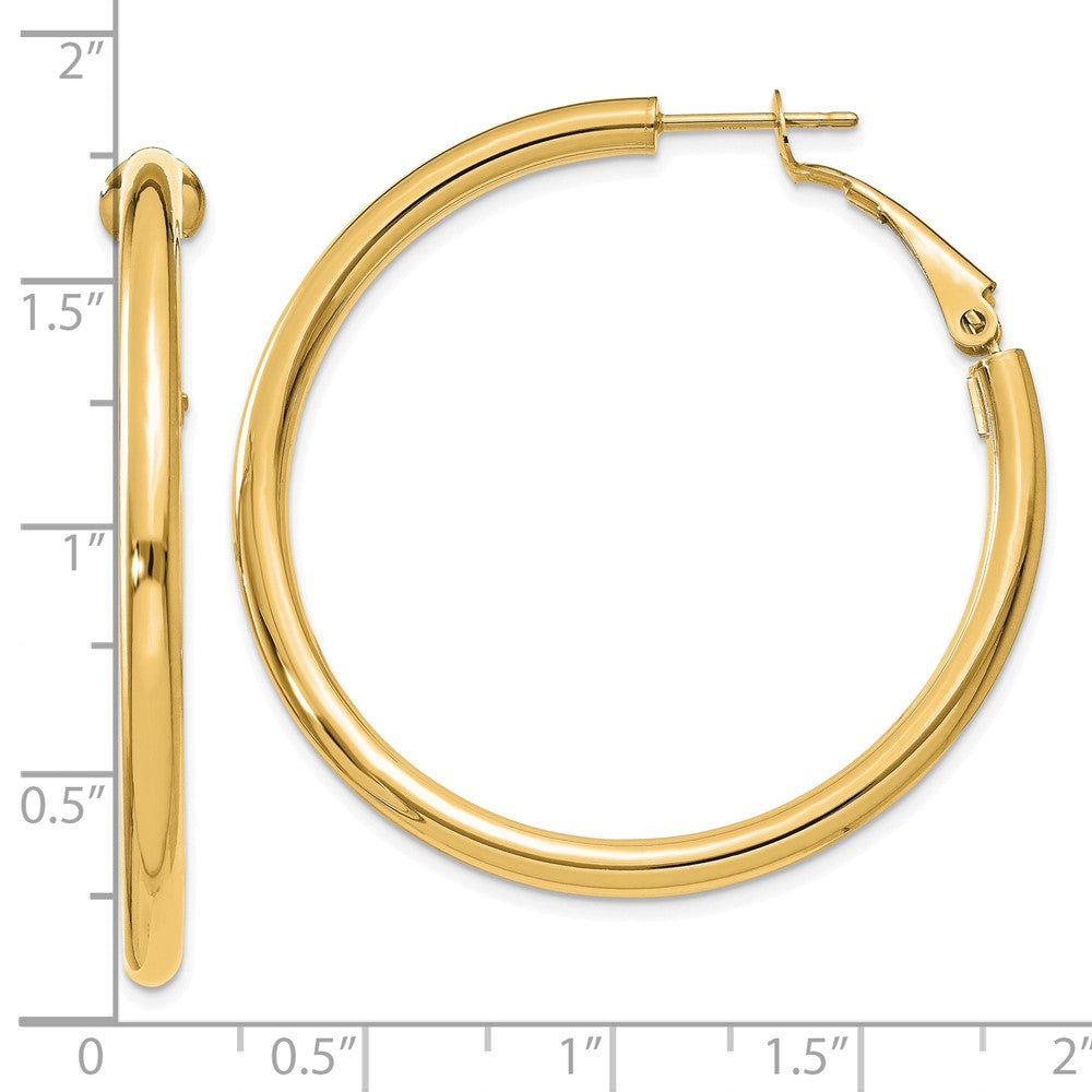 10K Gelbgold 3x35mm Poliert Rund Omega Rückseite Creolen