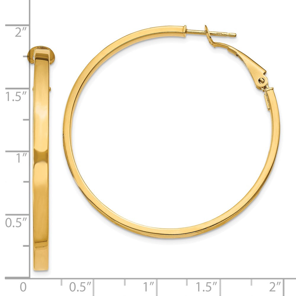 10K Gelbgold 3x40mm Poliert Quadratisch Röhre Rund Creolen