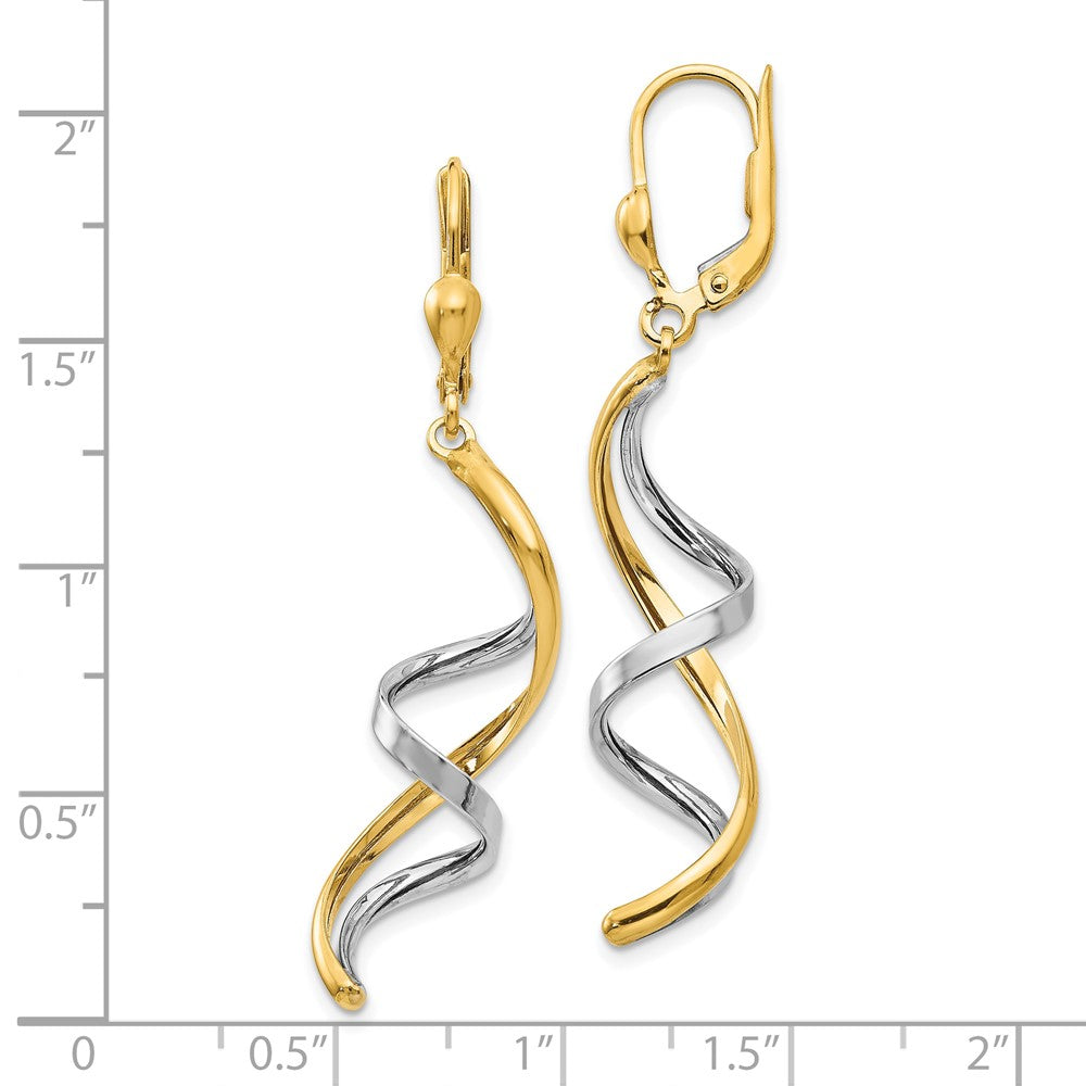 10K Bicolor Spirale Ohrhänger mit Brisur