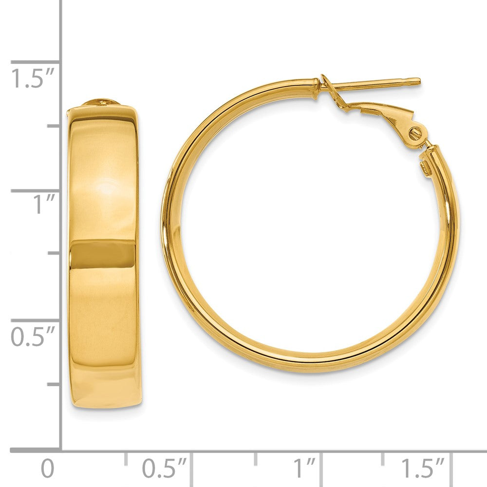 10K Gelbgold 6.75mm Groß Omega Rückseite Creolen