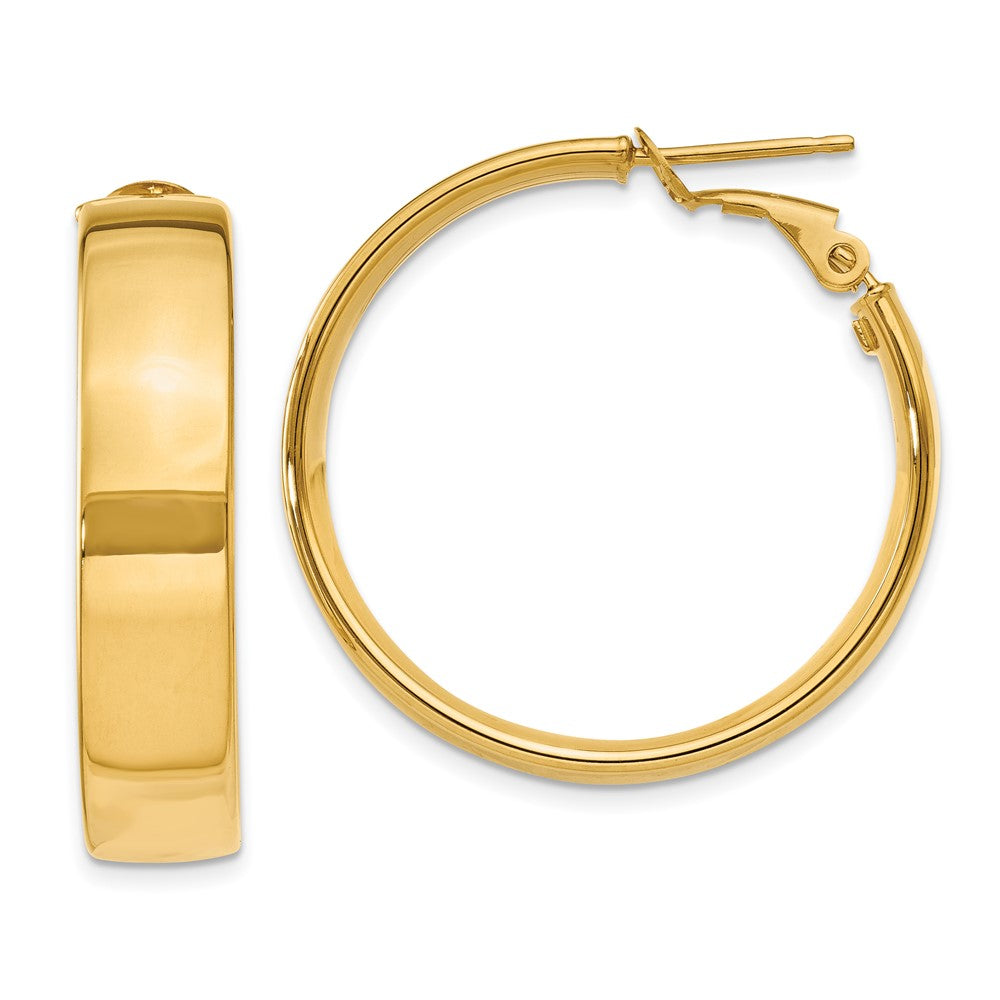10K Gelbgold 6.75mm Groß Omega Rückseite Creolen