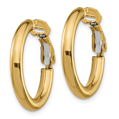 10K Gelbgold 3x15mm Poliert Rund Omega Rückseite Creolen