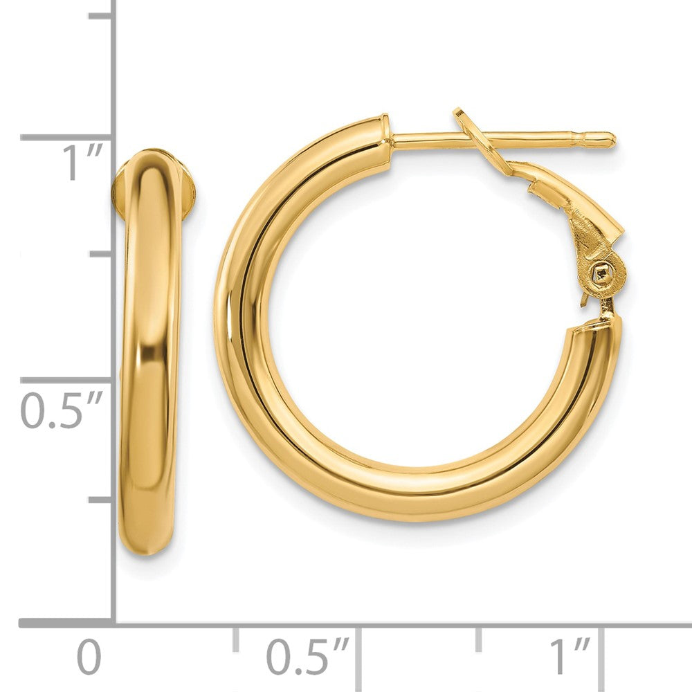 10K Gelbgold 3x15mm Poliert Rund Omega Rückseite Creolen