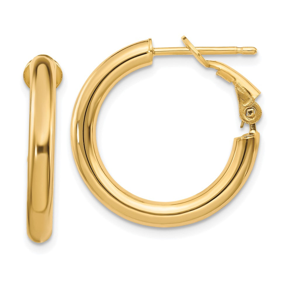 10K Gelbgold 3x15mm Poliert Rund Omega Rückseite Creolen