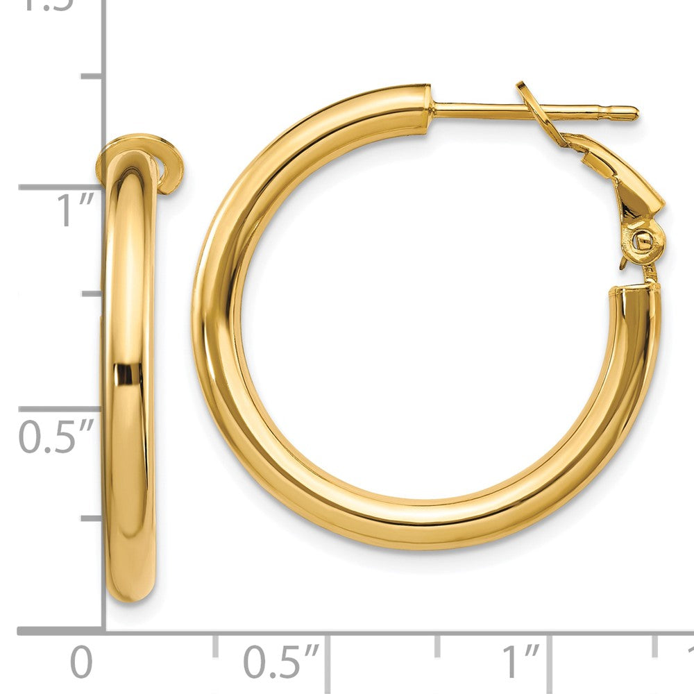 10K Gelbgold 3x20mm Poliert Rund Omega Rückseite Creolen
