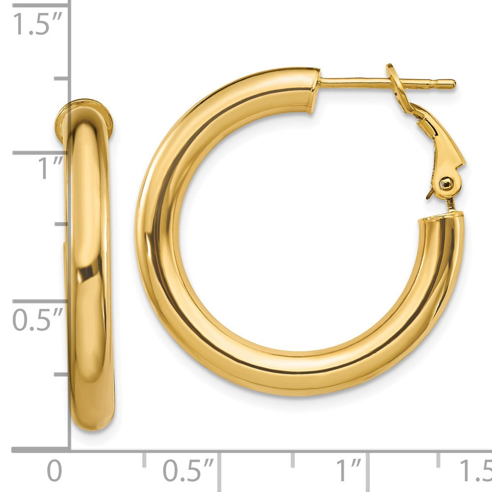 10K Gelbgold 4x20mm Poliert Rund Omega Rückseite Creolen