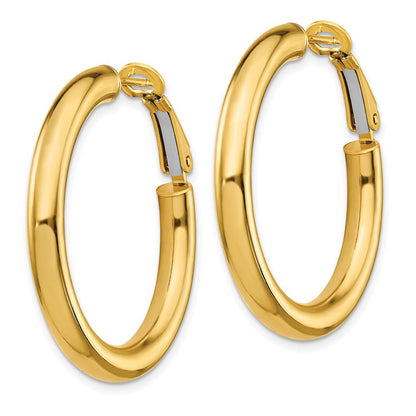 10K Gelbgold 4x25mm Poliert Rund Omega Rückseite Creolen