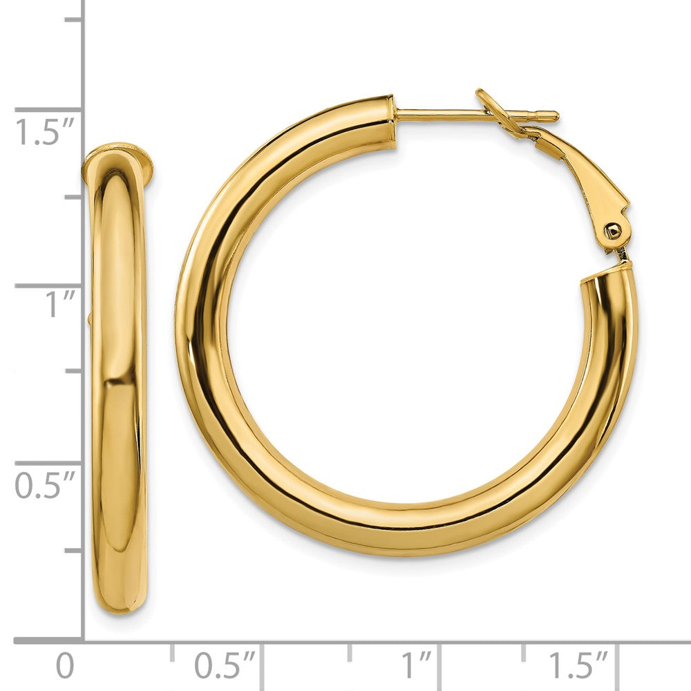 10K Gelbgold 4x25mm Poliert Rund Omega Rückseite Creolen