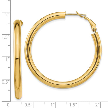 10K Gelbgold 4x35mm Poliert Rund Omega Rückseite Creolen