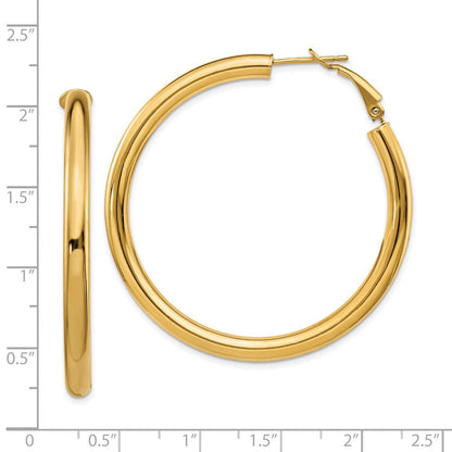 10K Gelbgold 4x50mm Poliert Rund Omega Rückseite Creolen