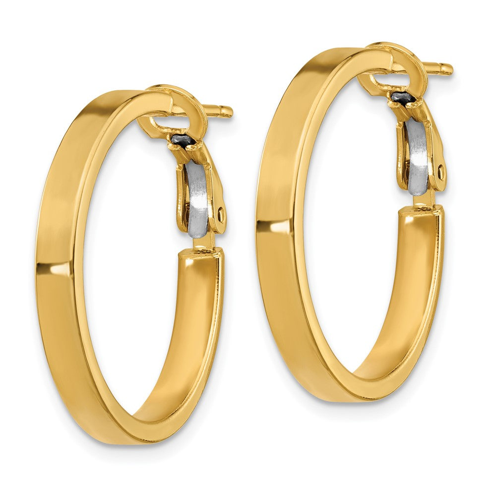 10K Gelbgold 3x20mm Poliert Quadratisch Röhre Rund Creolen