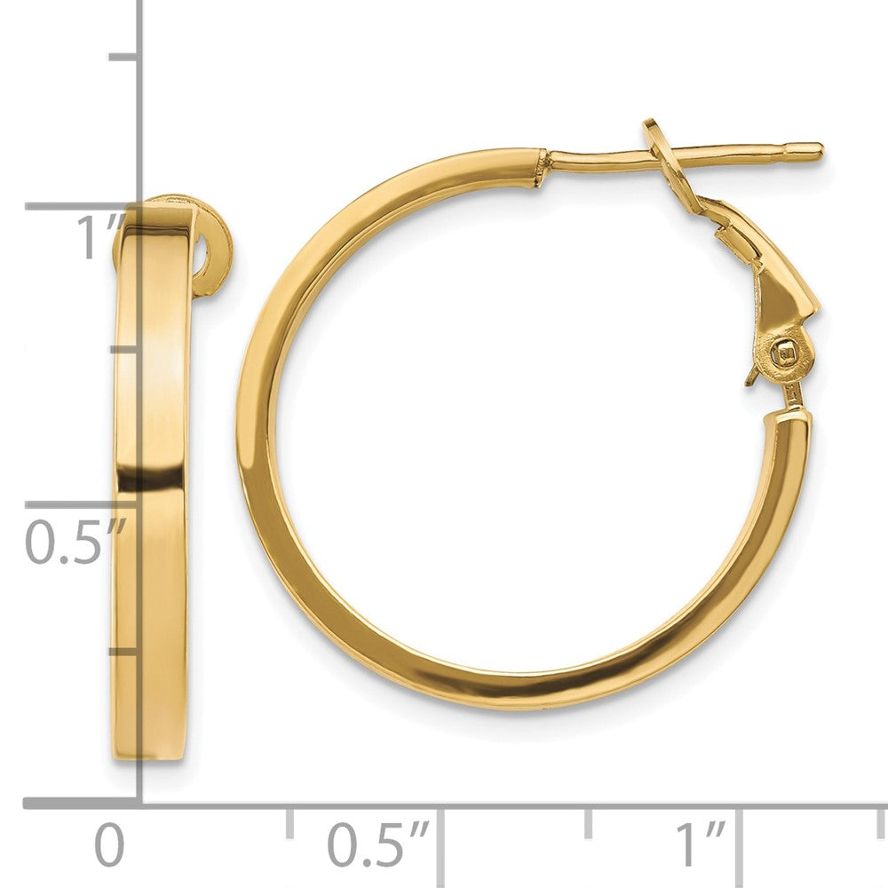 10K Gelbgold 3x20mm Poliert Quadratisch Röhre Rund Creolen