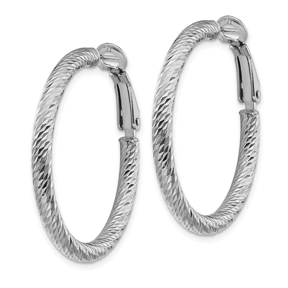 10K Weißgold 3x25 Diamantiert Rund Omega Rückseite Creolen