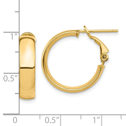 10K Gelbgold Hoch Poliert 5mm Omega Rückseite Creolen