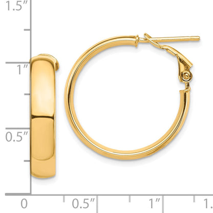 10K Gelbgold Hoch Poliert 5mm Omega Rückseite Creolen