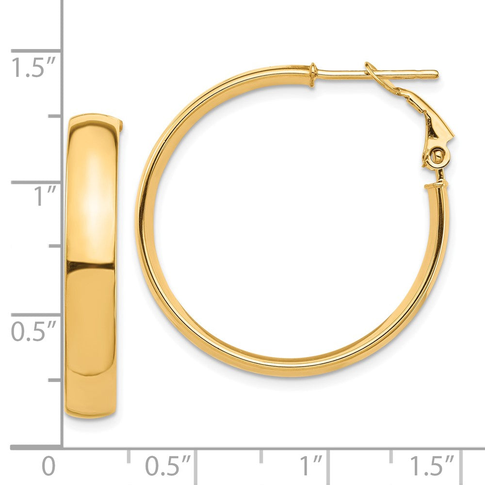 10K Gelbgold Hoch Poliert 5mm Omega Rückseite Creolen
