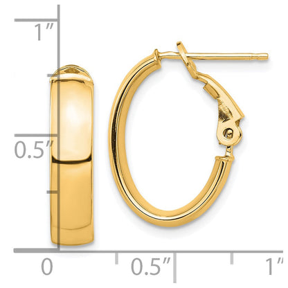 10K Gelbgold Hoch Poliert 5mm Omega Rückseite Oval Creolen