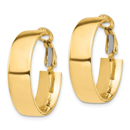 10K Gelbgold Hoch Poliert 7mm Omega Rückseite Creolen