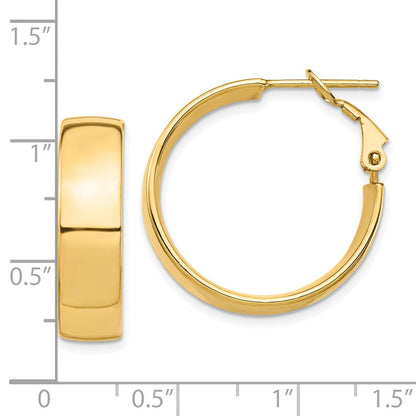 10K Gelbgold Hoch Poliert 7mm Omega Rückseite Creolen