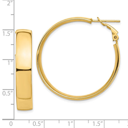 10K Gelbgold Hoch Poliert 7mm Omega Rückseite Creolen