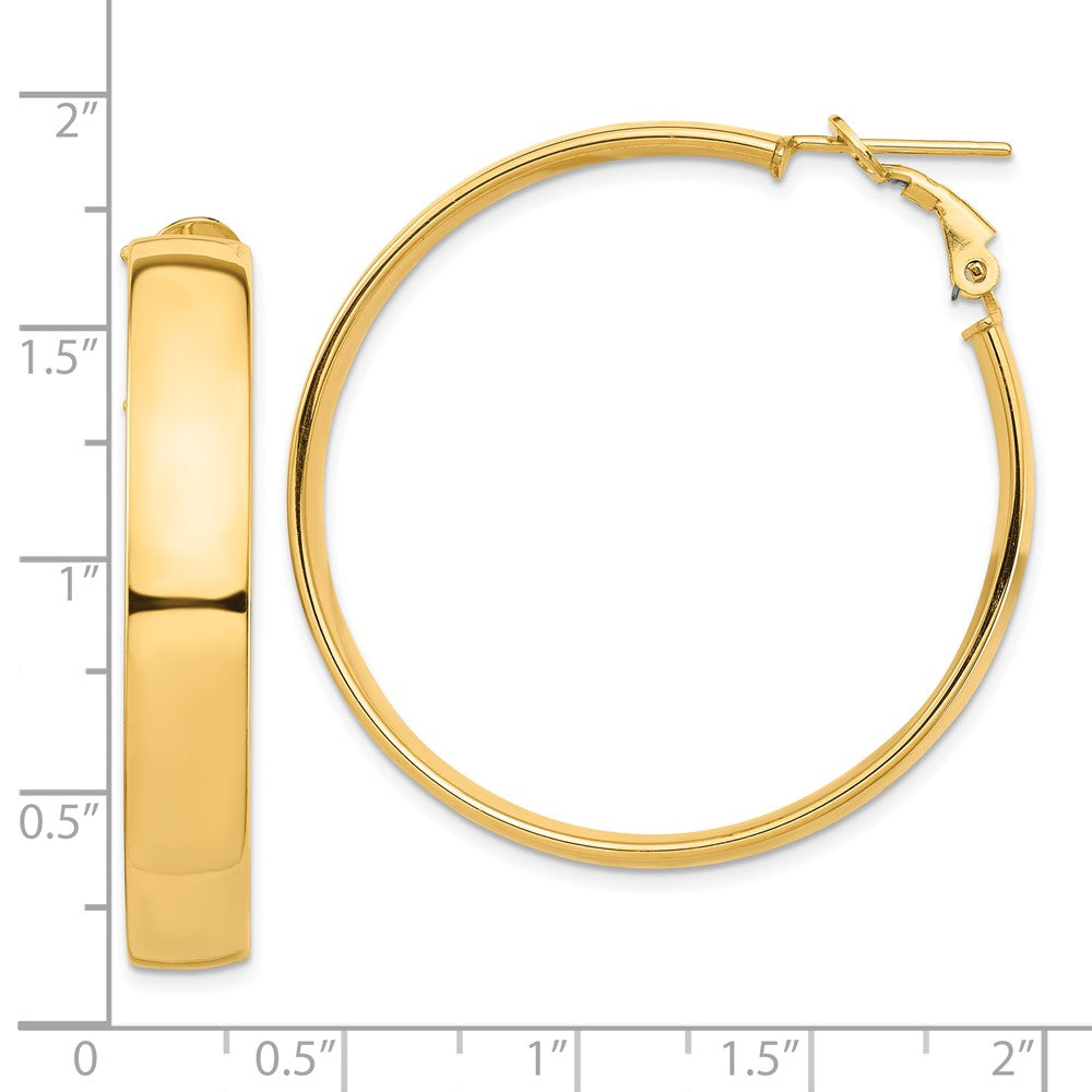 10K Gelbgold Hoch Poliert 7mm Omega Rückseite Creolen