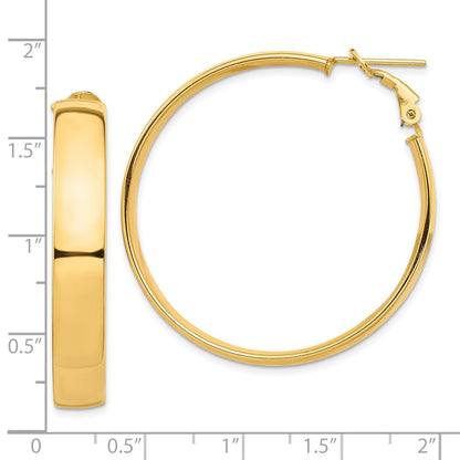 10K Gelbgold Hoch Poliert 7mm Omega Rückseite Creolen