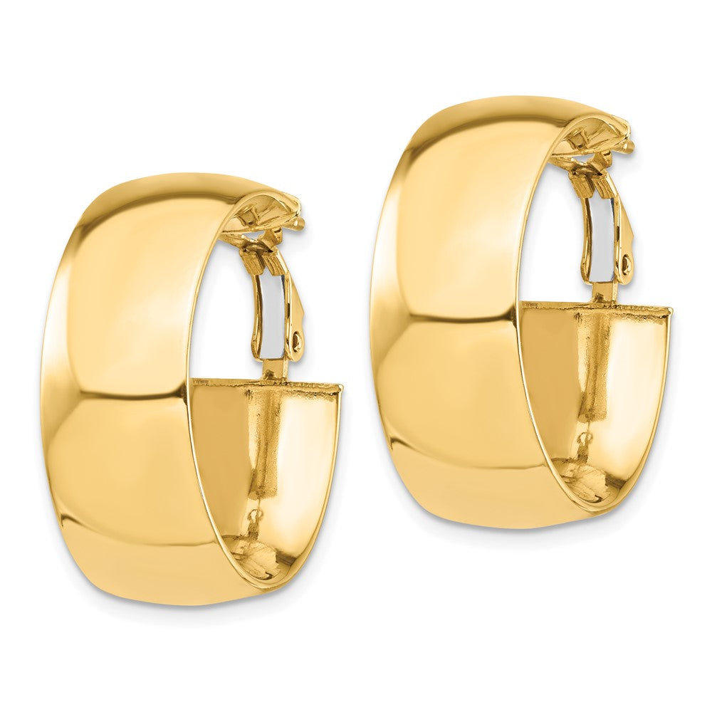10K Gelbgold Hoch Poliert 10mm Omega Rückseite Creolen