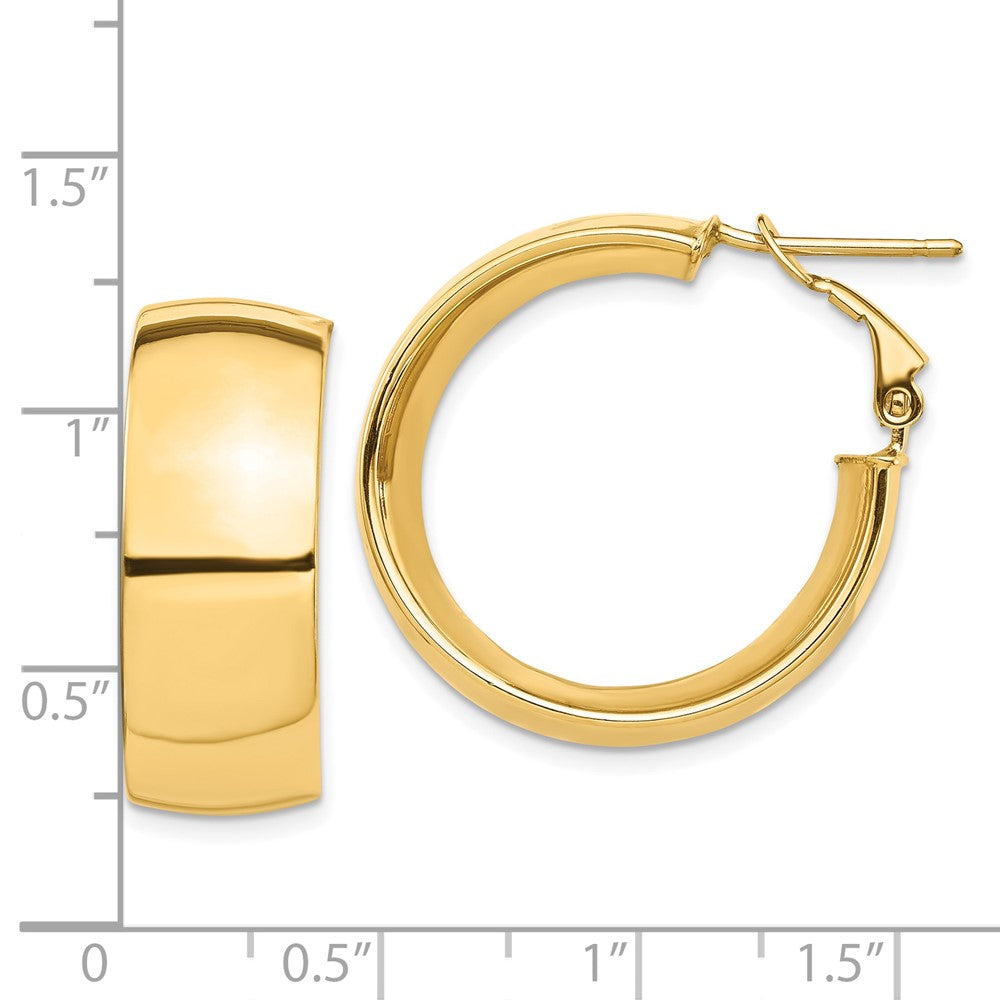 10K Gelbgold Hoch Poliert 10mm Omega Rückseite Creolen