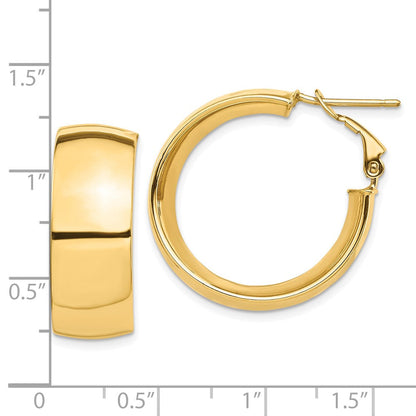 10K Gelbgold Hoch Poliert 10mm Omega Rückseite Creolen