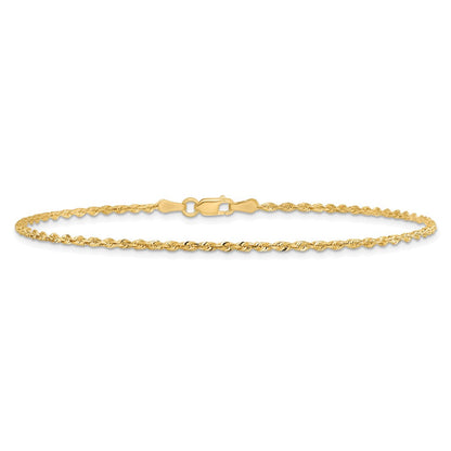 10K Gelbgold 1.85mm Diamantiert Vierfach Kordel Kette Fußkettchen