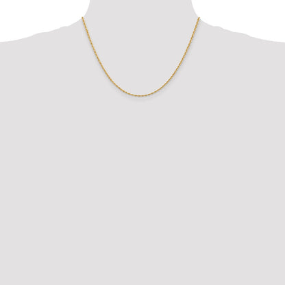 10K Gelbgold 2mm Diamantiert Vierfach Kordel Halskette