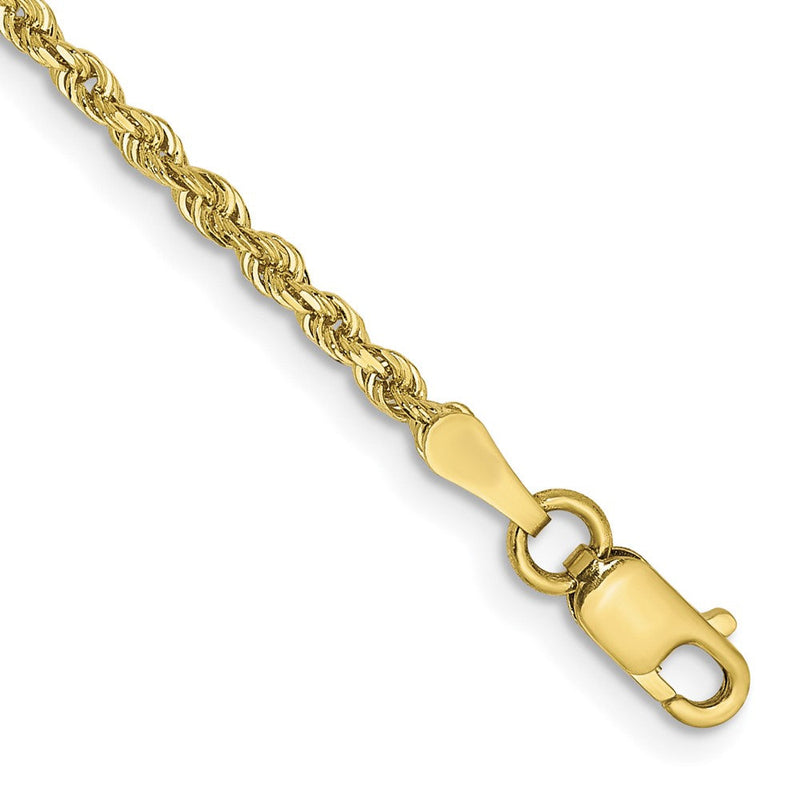 10K Gelbgold 2mm Diamantiert Vierfach Kordel Gliederarmband